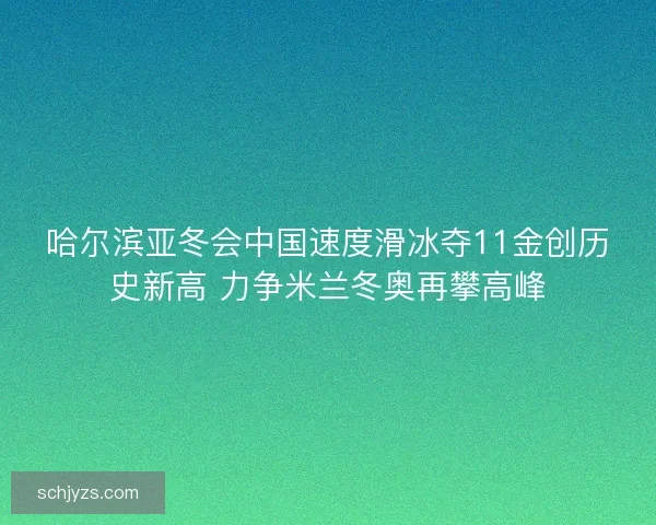 哈尔滨亚冬会中国速度滑冰夺11金创历史新高 力争米兰冬奥再攀高峰